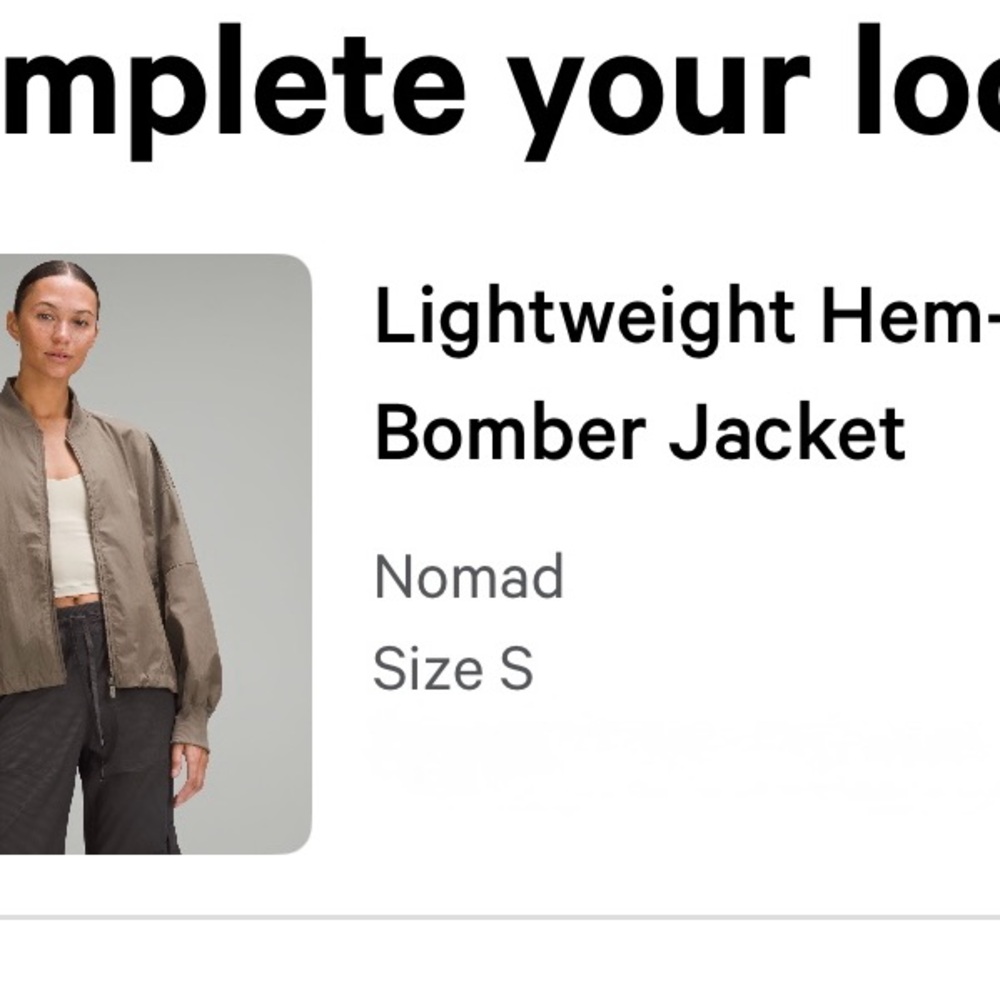 Lululemon Nomad Women's Lightweight Hem Bomber Jacket -